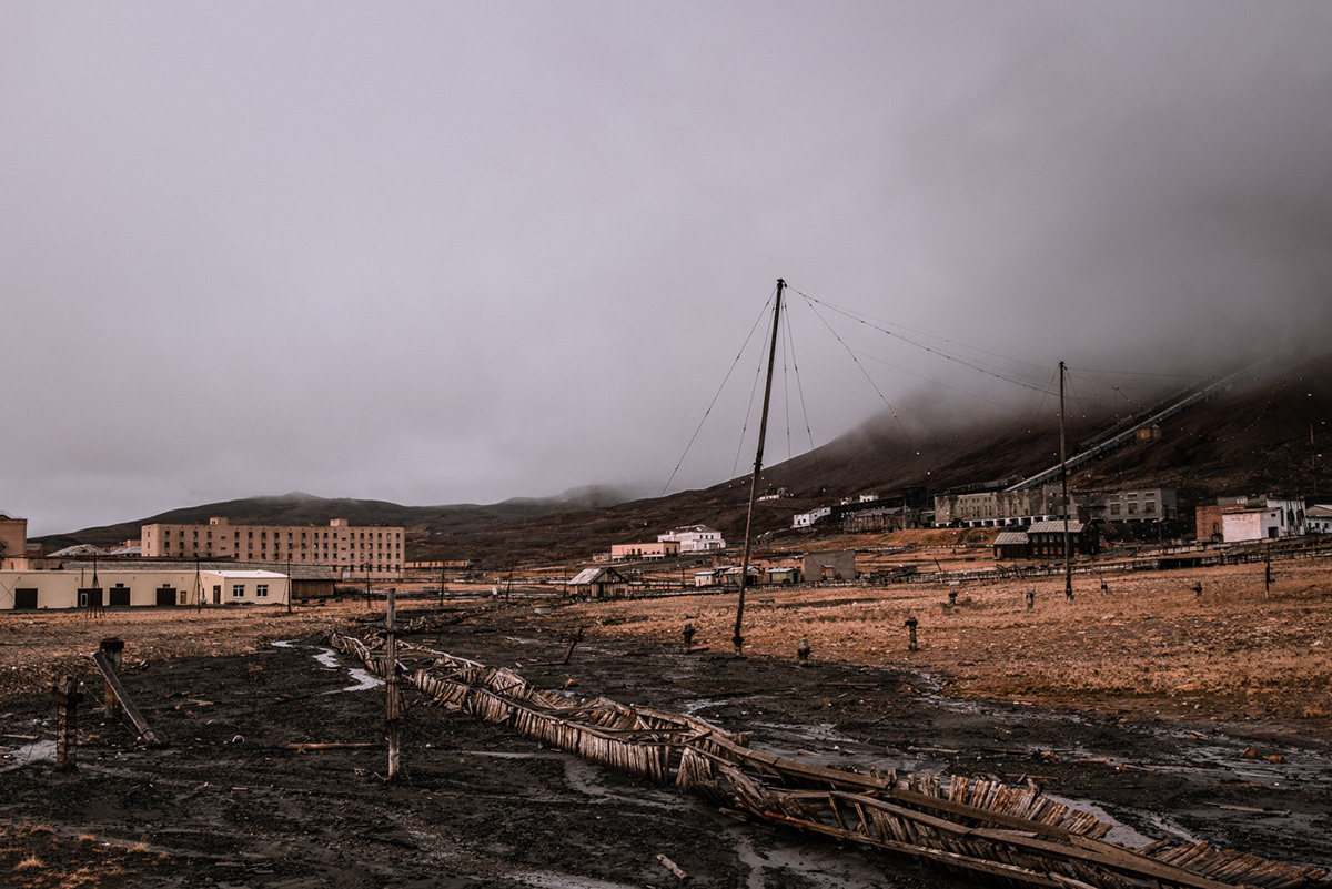 Svalbard abandoned Arctic fog dark Urban norway mountain coal Mining