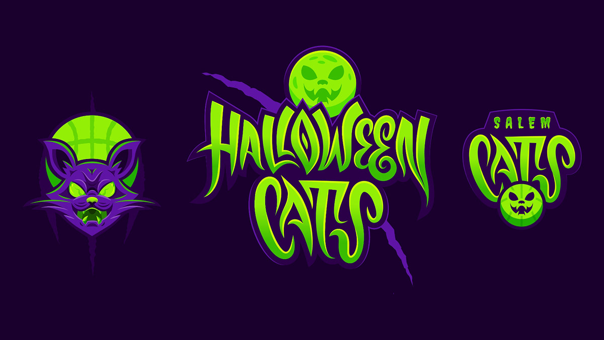 logo Mascot basketball Cat ILLUSTRATION  3D modeling typography   Halloween