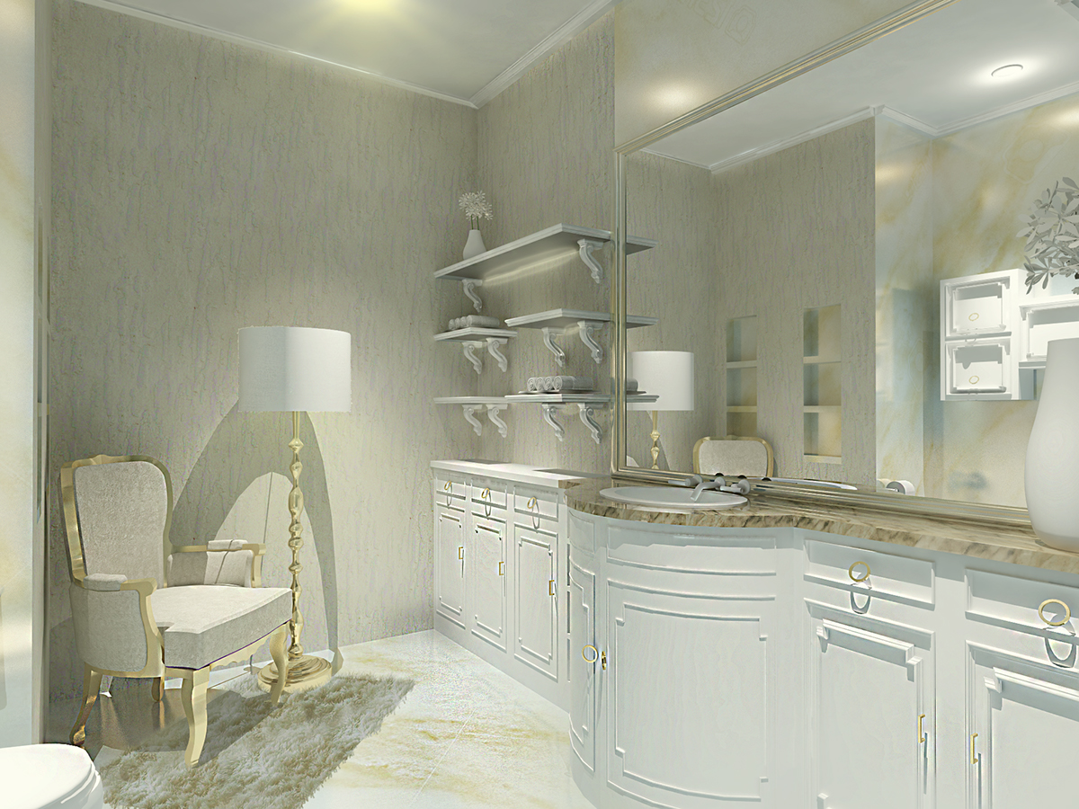 Interior Architectre design american Classic american classic common bathroom  bathroom SketchUP vray
