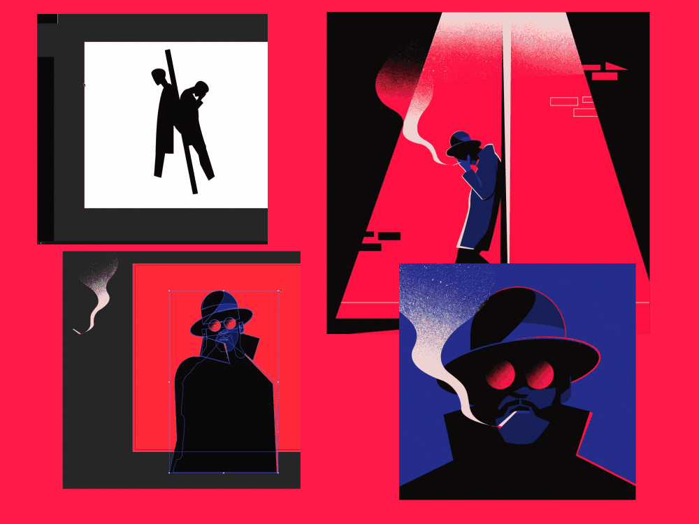 artwork Character detective Digital Art  ILLUSTRATION  mystery noir poster thriller vector