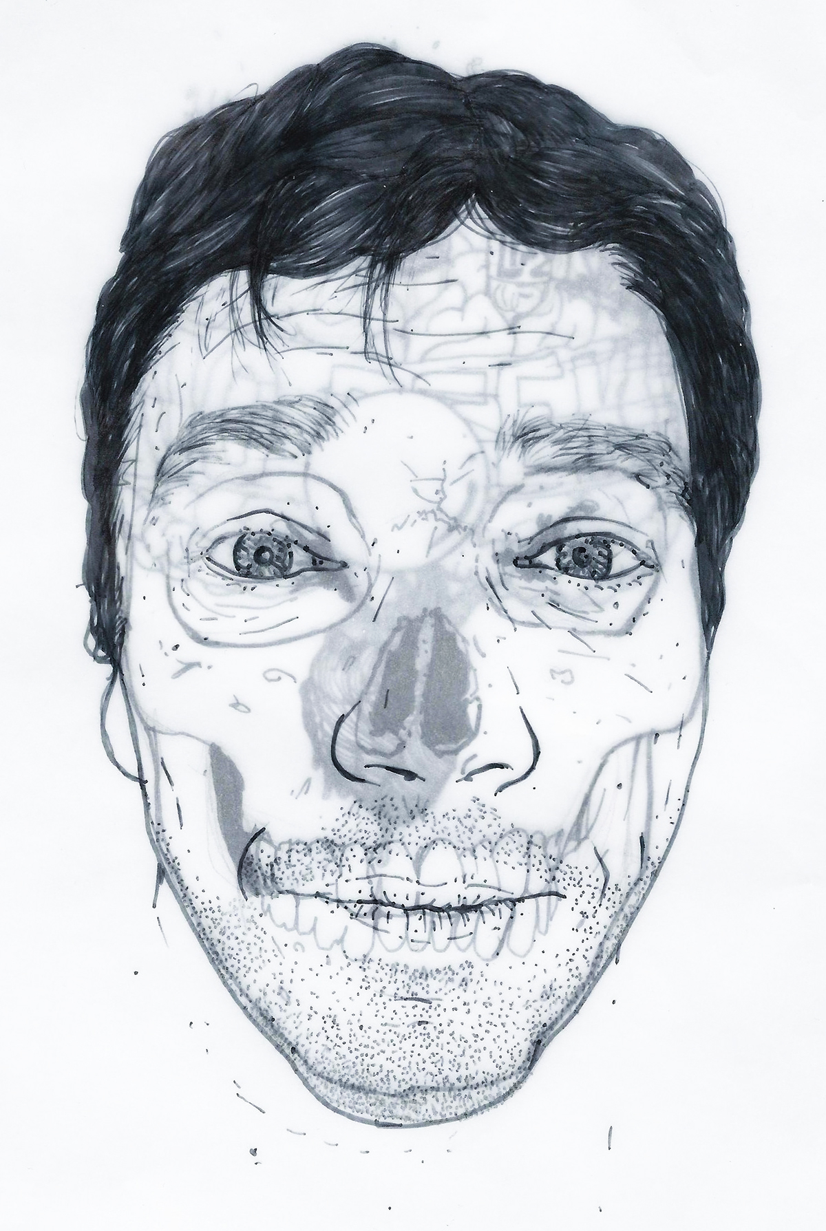 layer ink micron pen people portrait Portraiture skull death brain mind spiritual religion christ God