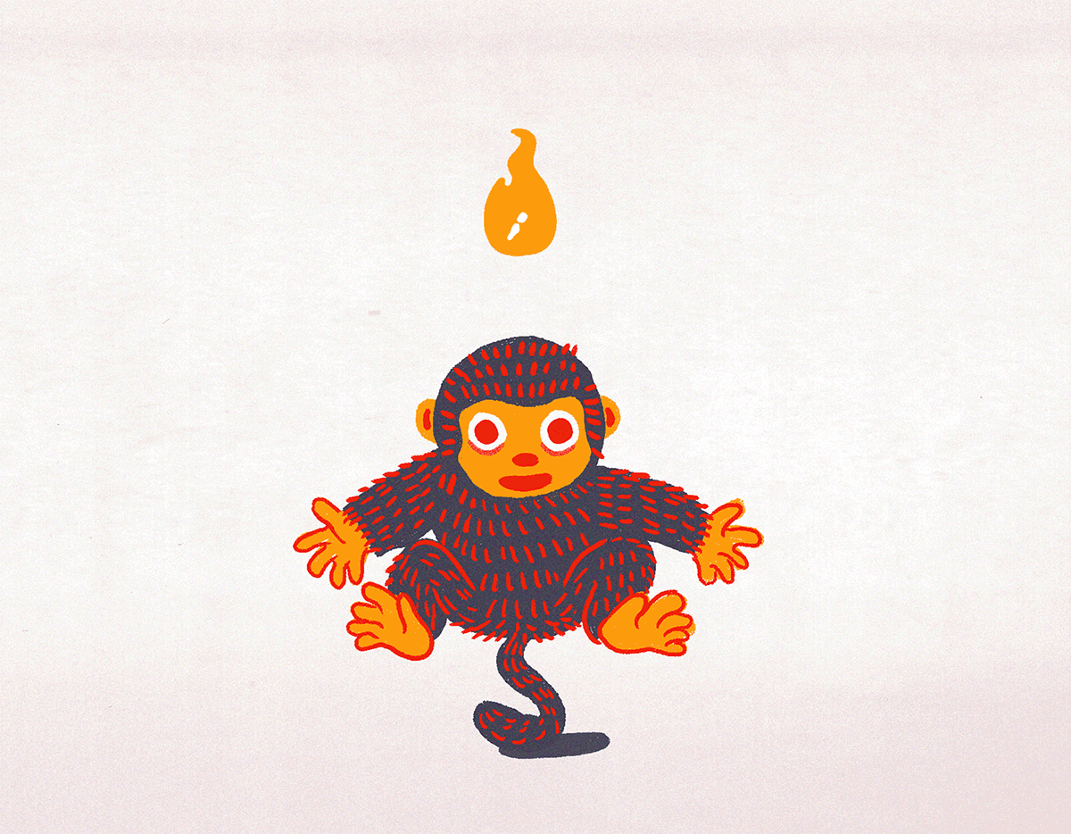 monkey chinese new year new year animal gif fire cute jumping jump doodle