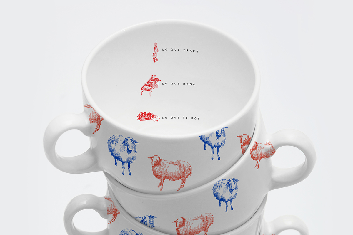 Identity Design design sheep marketing   red blue Stationary design Knolling business card envelope coffee mug Mug 