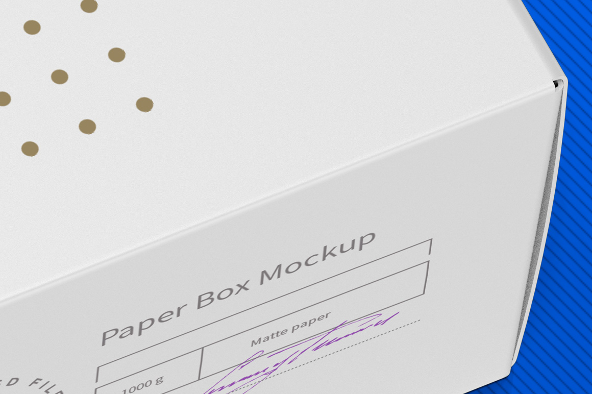 box carton half side view high-angle shot Mockup Pack package paper