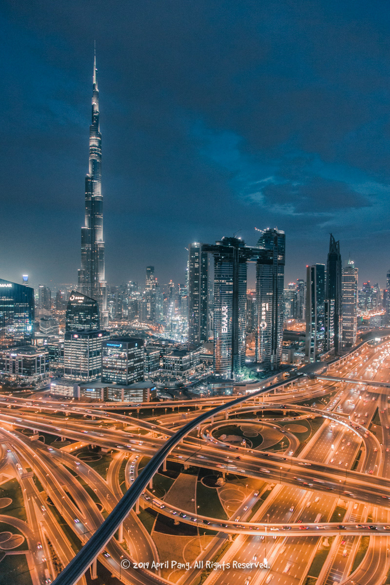 dubai night view Burj Khalifa skyscraper Landscape