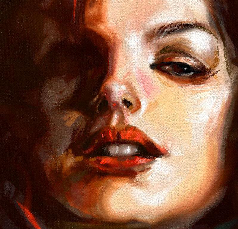 face French digital paint woman lips Hot Mouth eyes