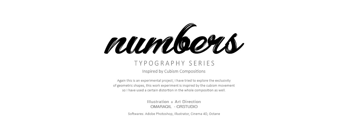 3D typography   ILLUSTRATION  graphic design  modern cubism numbers inspirations shapes abstract