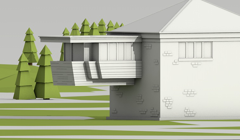 FLW Frank Lloyd Wright WI Wisconsin lowpoly Low Poly Render model 3D 3D illustration house home trees Flowers Cantilever