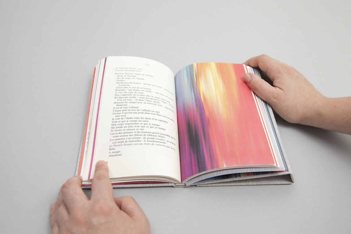 Bookbinding bookarts Edward Bond handmade clothe binding colors explosion nuclear war War Plays Ghosts magnet openwork Reading litterature