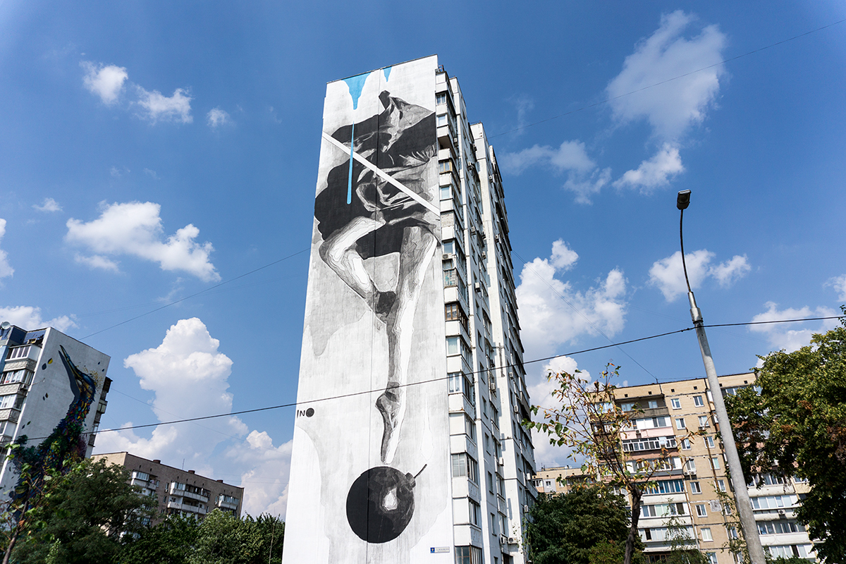 Ino artist kiev ballerina bomb Street Art  Urbanart Mural Graffiti