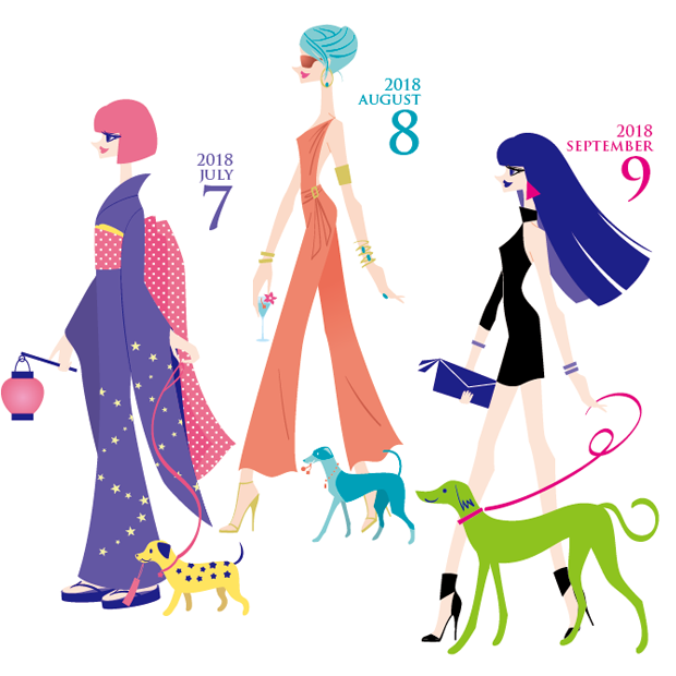 dog girl calendar vector