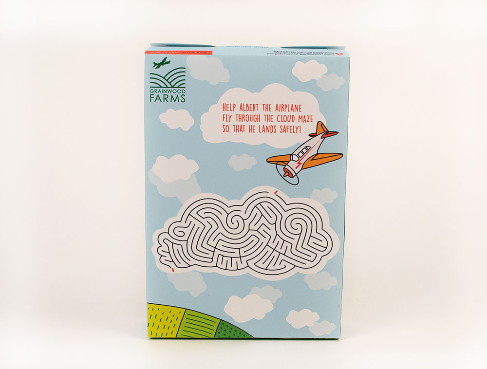 packaging design Cereal cereal box airplane aerial view farm farmland