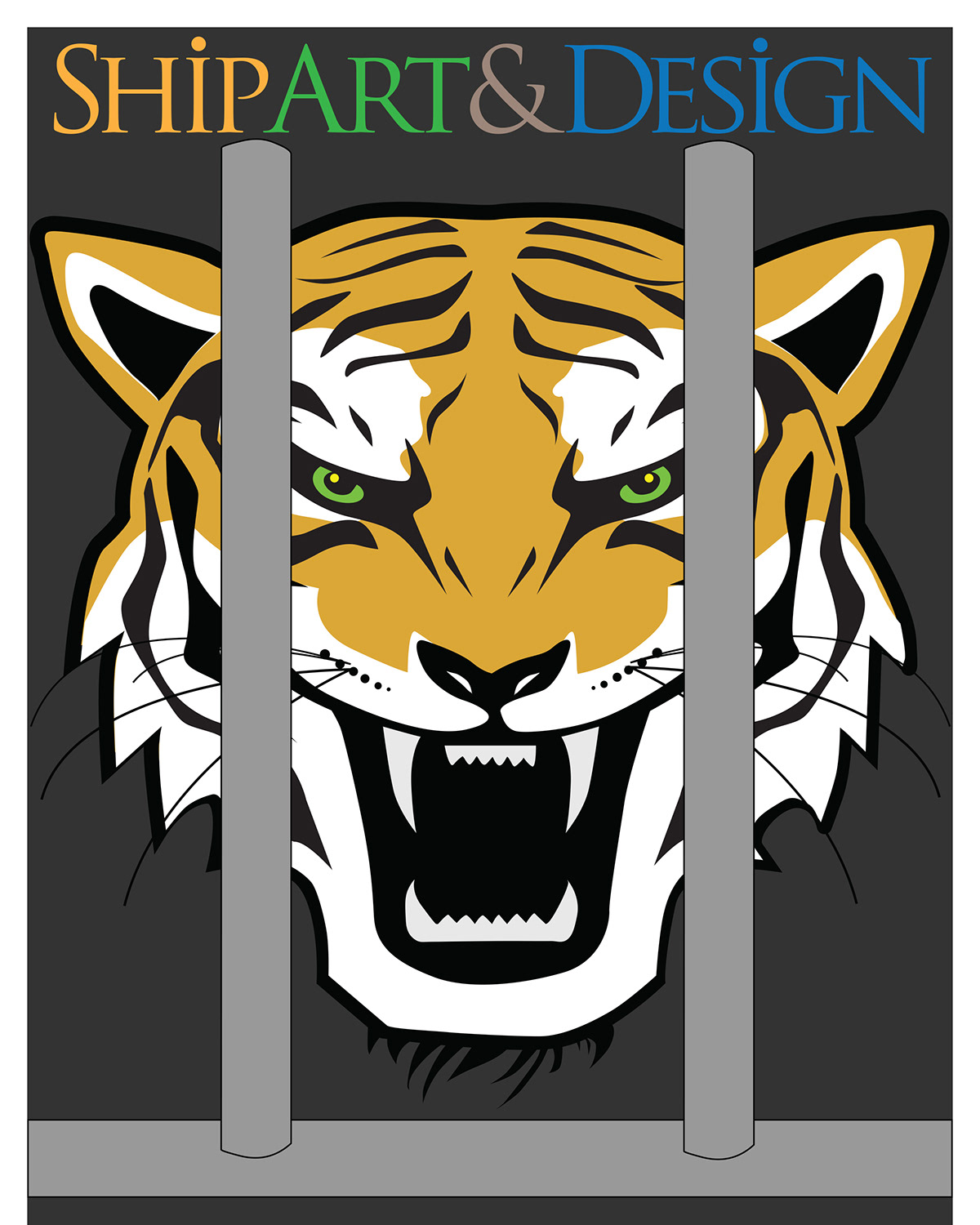tiger skull wolf license plate car Landscape Illustrator Adobe Creative Suite