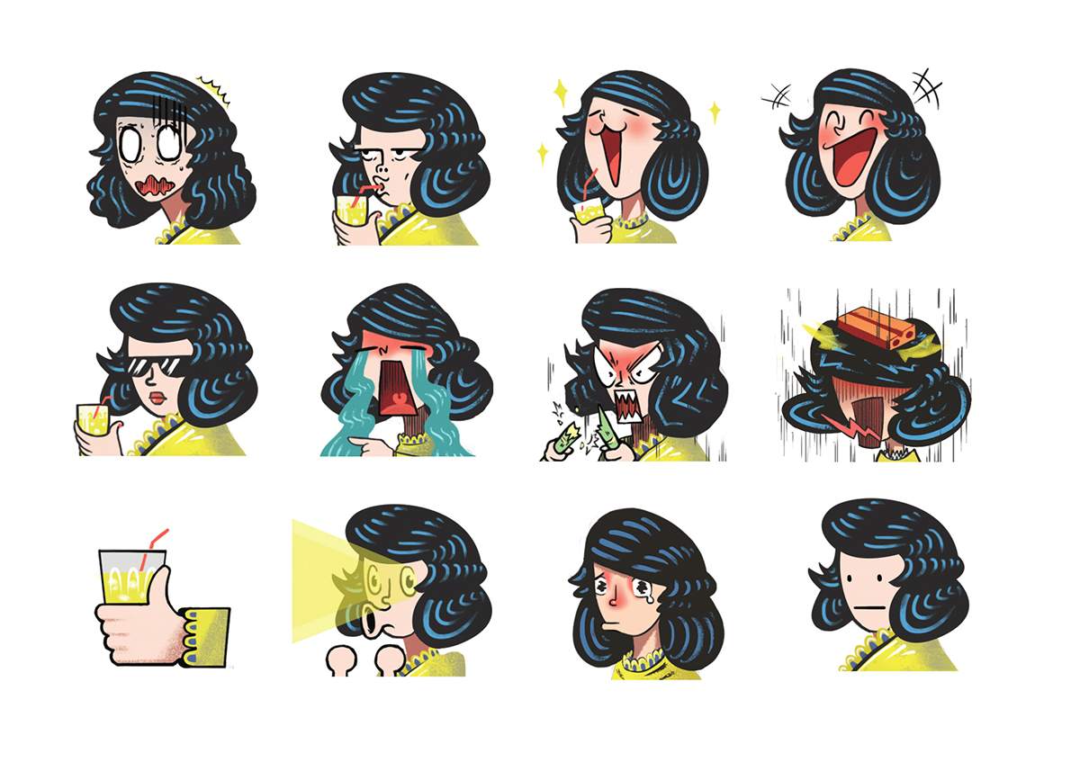 ILLUSTRATION  Digital Drawing Emoticon vietnam vietnamese sticker Emoji funny co mia sticker Cô Mía