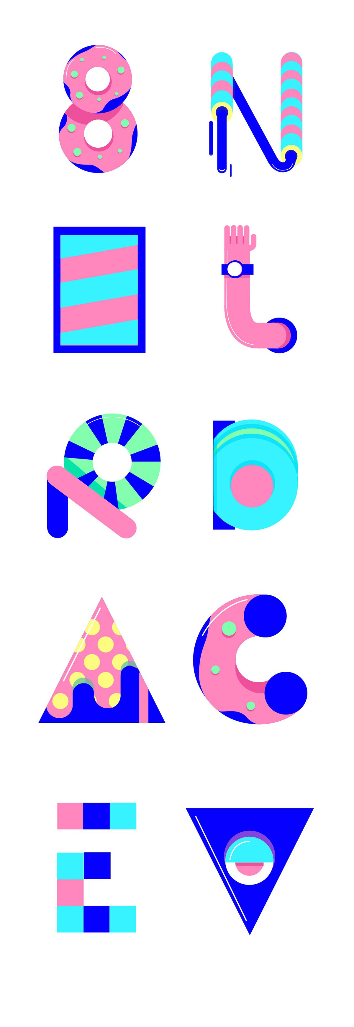 donut type font color hand