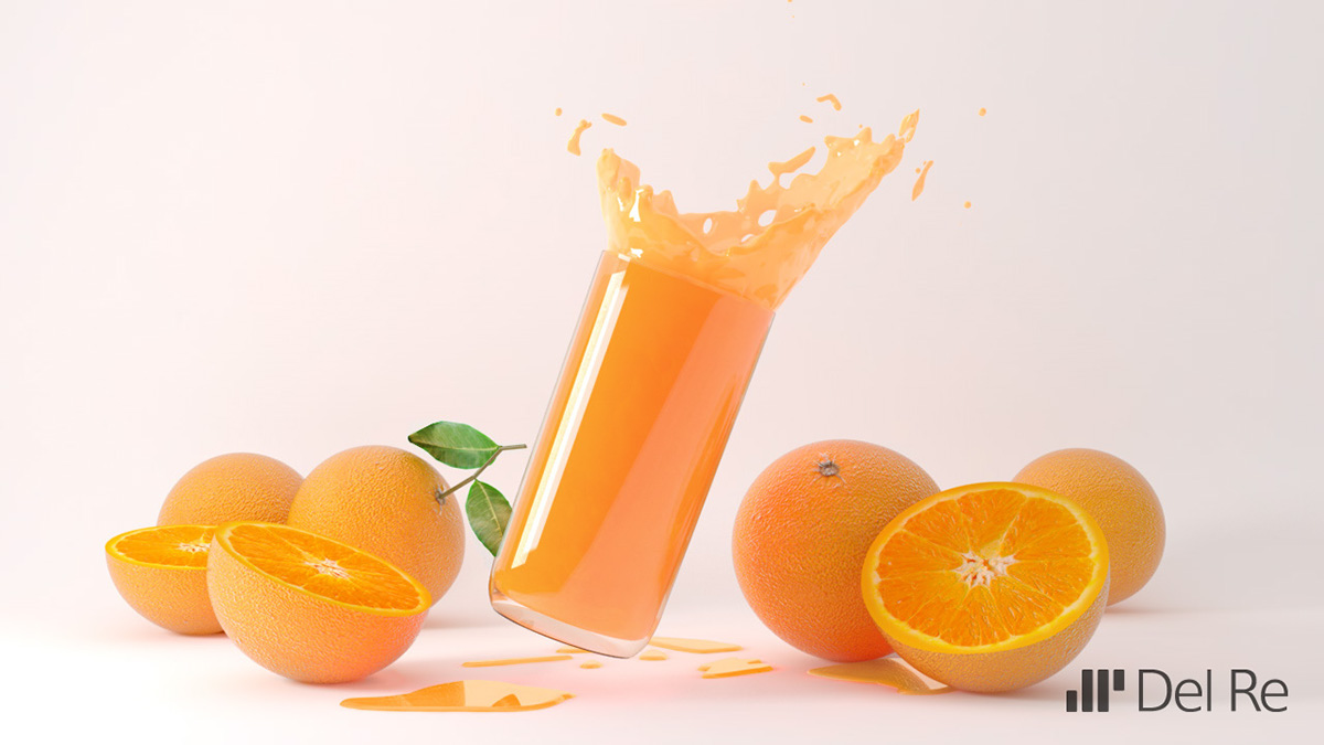 3D Render juice jugo Zumo orange Fruit