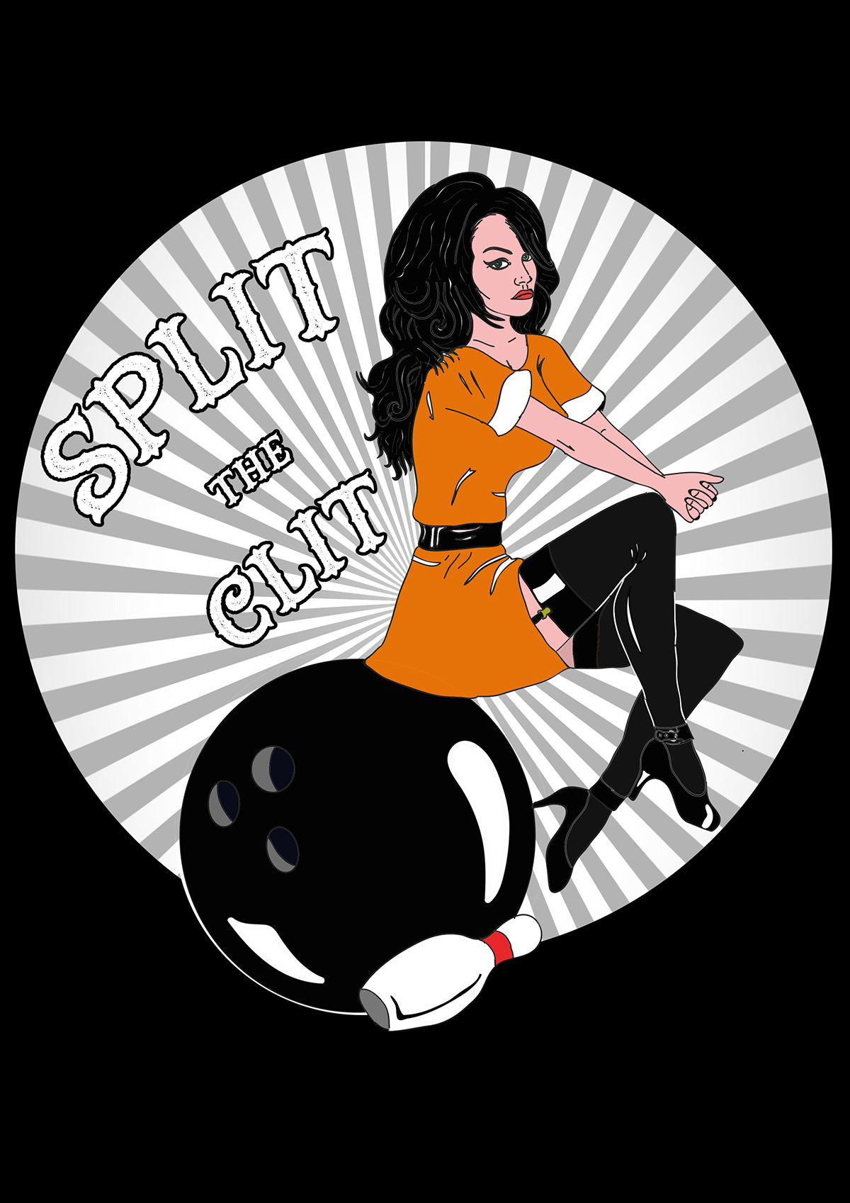 pinup bowling team splittheclit Illustrator wacom digital Retro vintage rocknroll