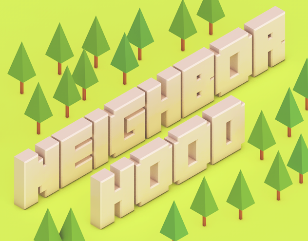 neighborhood Isometric lowpoly Low Poly 3D c4d Landscape trees Cars minimal gif error23 house