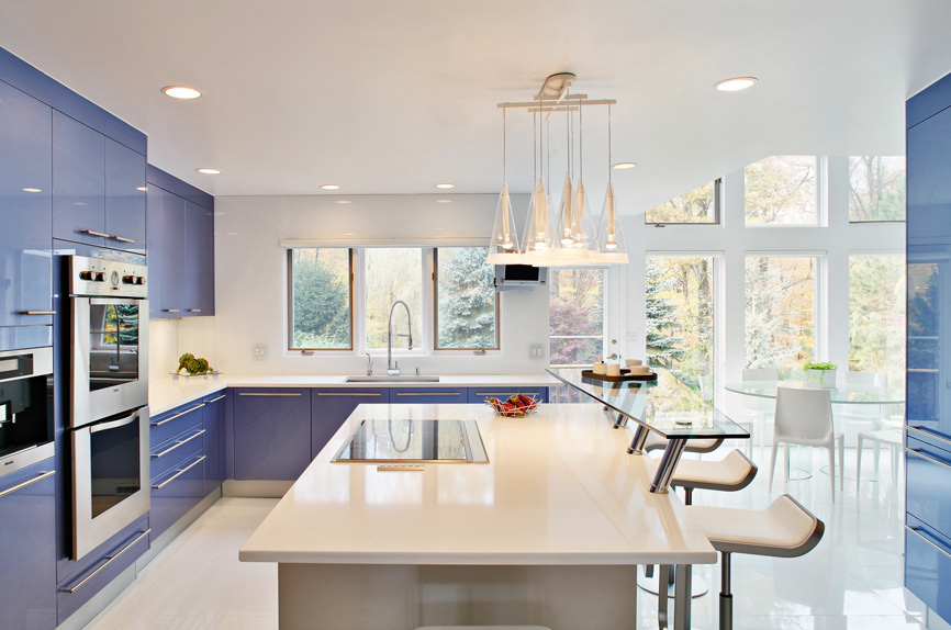 NY armonk modern kitchen kitchen ferarri blue metallic periwinkle