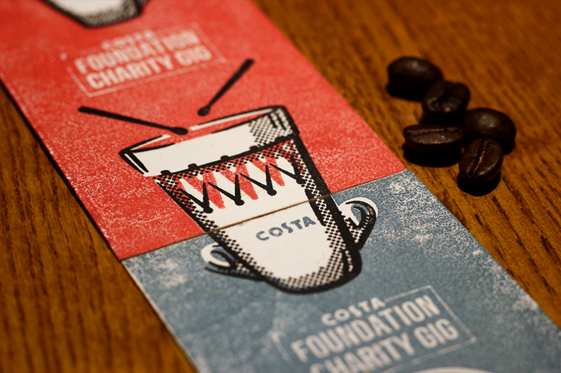 costa coffee Costa costa foundation Promotion Advertising  printed poster flyer stamp Coffee gig coffee shop charity fundraise
