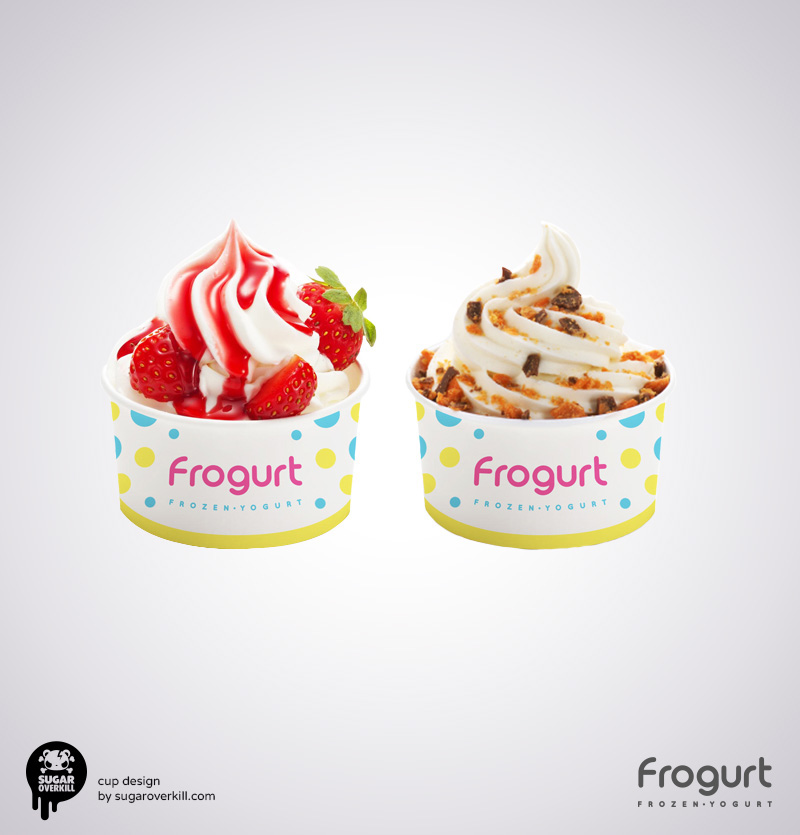 frozen yogurt kawaii branding penguin wall graphic Yogurt Cups cute penguin mascot