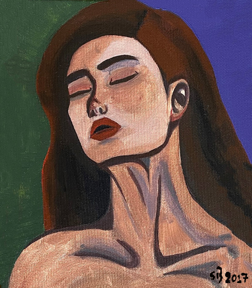 acrylic on canvas woman portrait