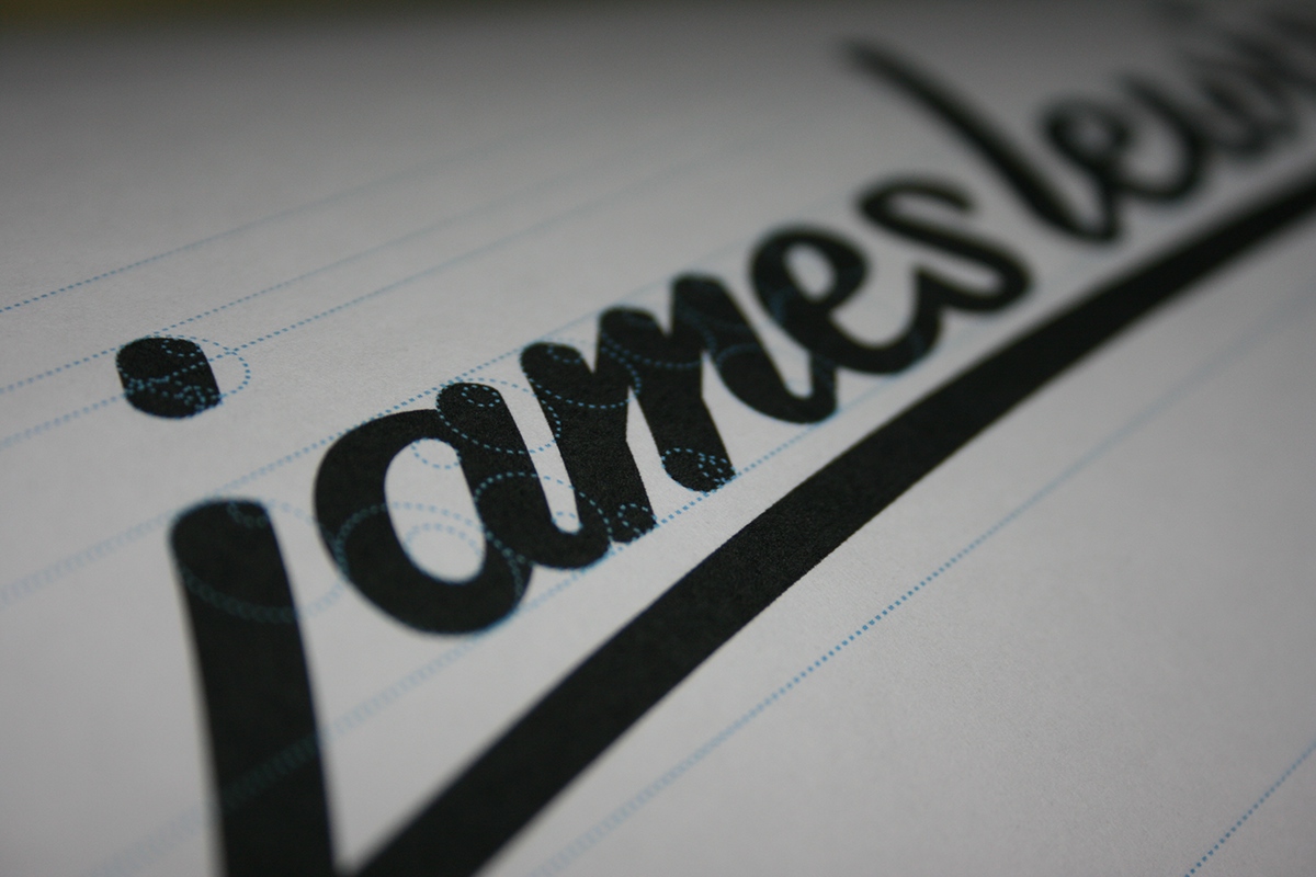 james lewis  Custom Lettering Logotype green personal branding Script student logo  name signature