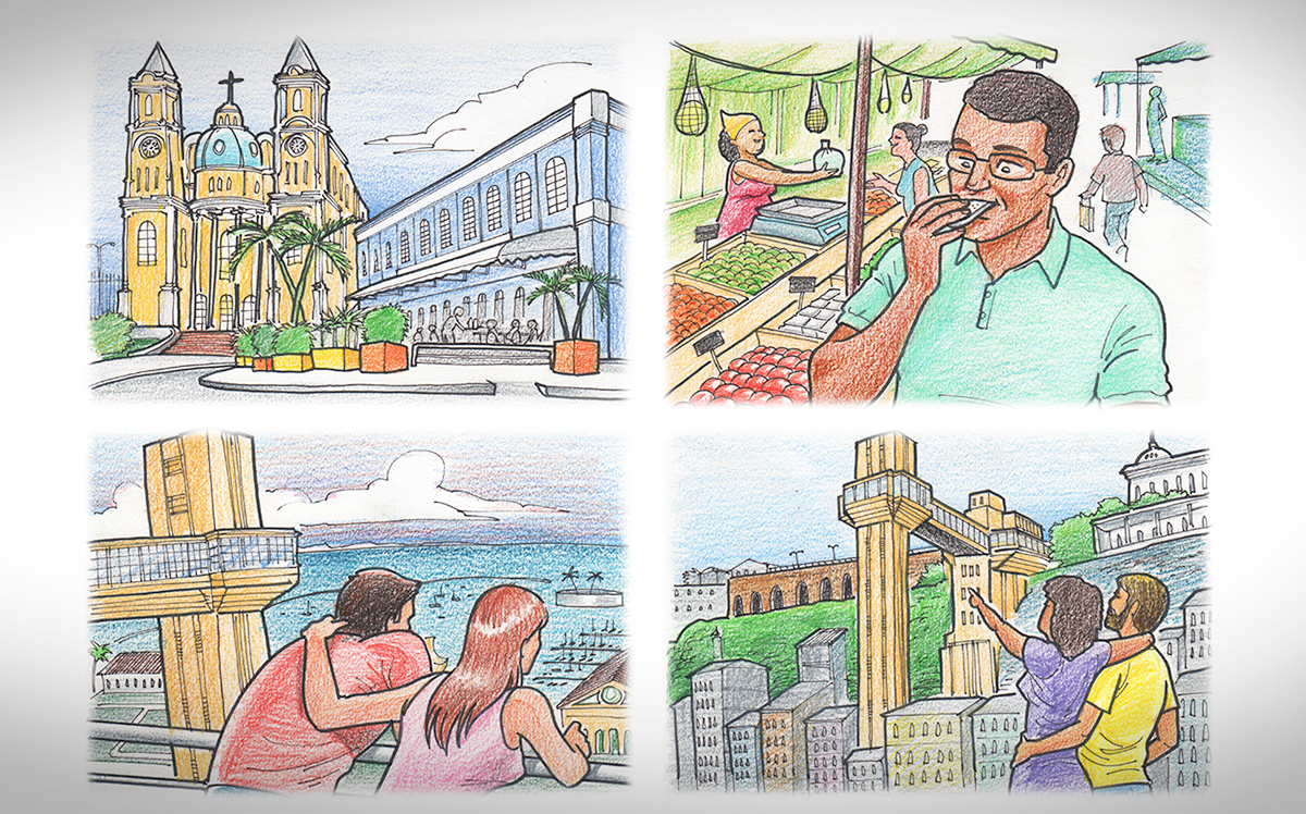 Ilustração storyboard campanha ad campaign Turismo turism bahia Bahiatursa