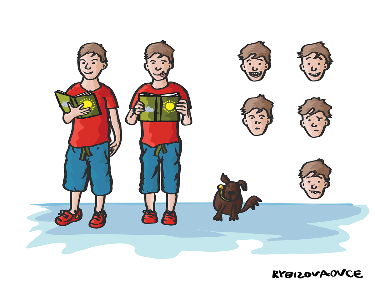 boy kid dog head animation  motion Film   cartoon book reader