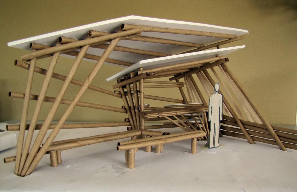 bamboo shelter Kiosk model architectural model Bus Shelter