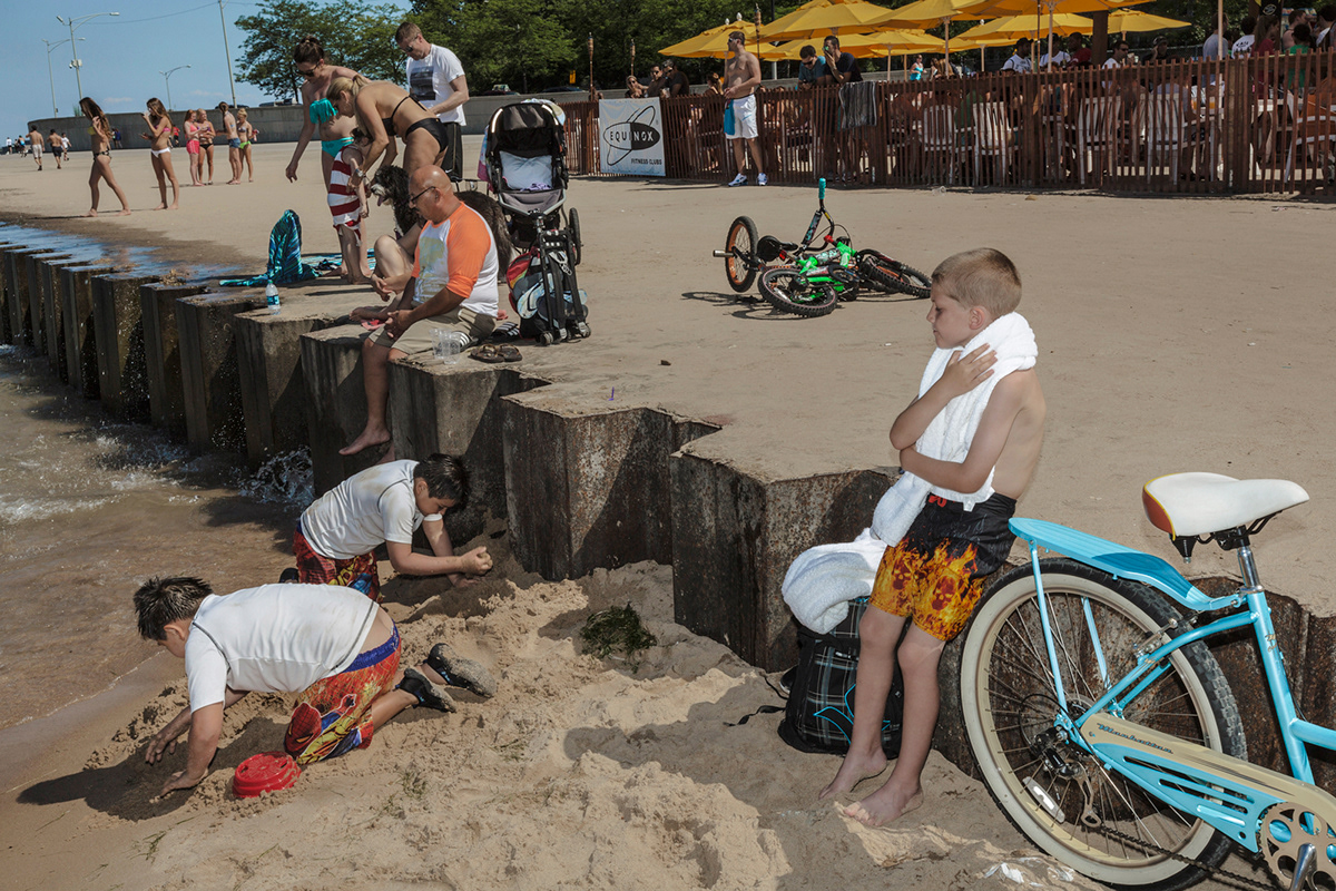 beach chicago american water sand people candid color