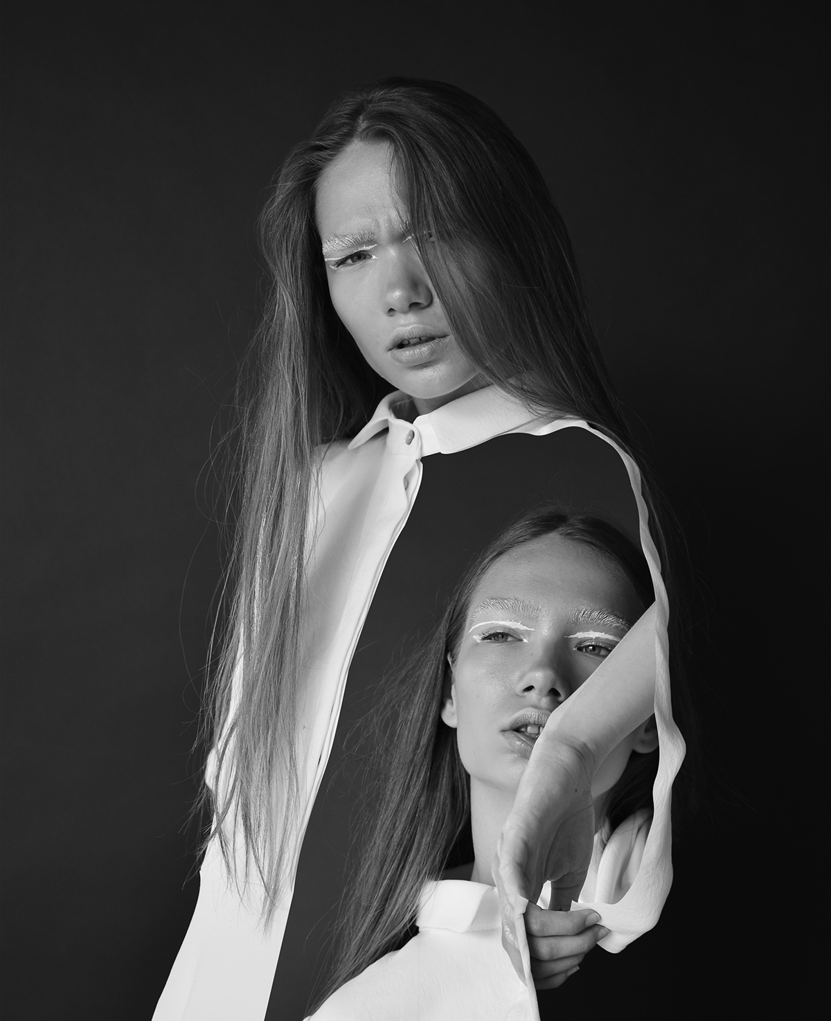 test model shoot paint Make Up dust White black editorial Young