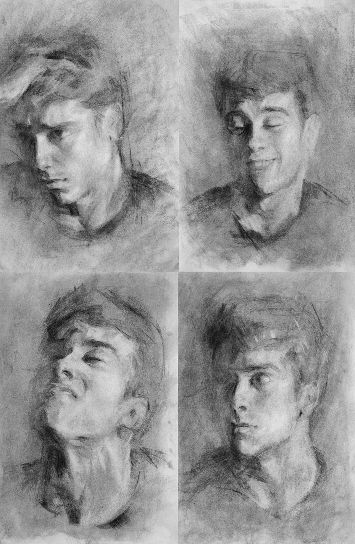 portrait charcoal self portrait bust expressions headshot