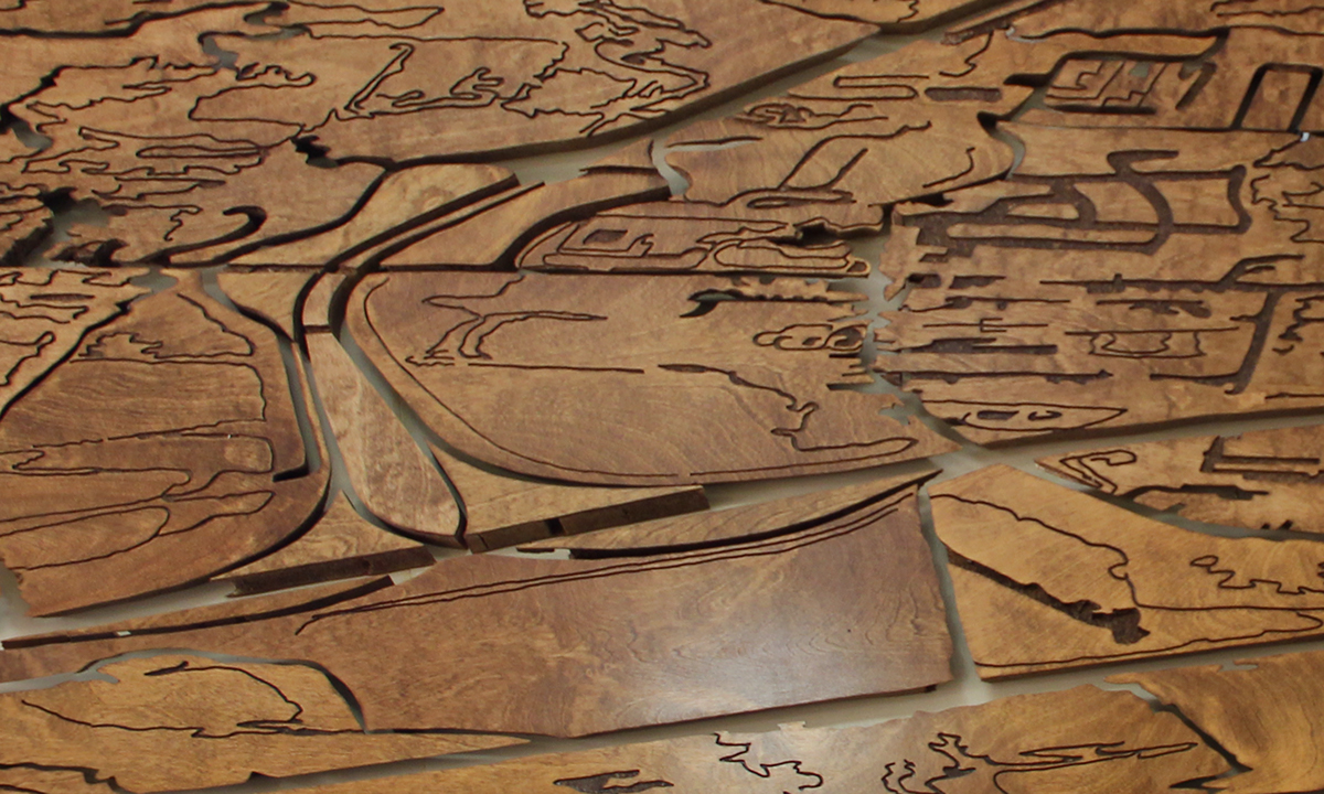 wood door repurposed recycle map Arkansas Mural wood carving large scale Relief Sculpture