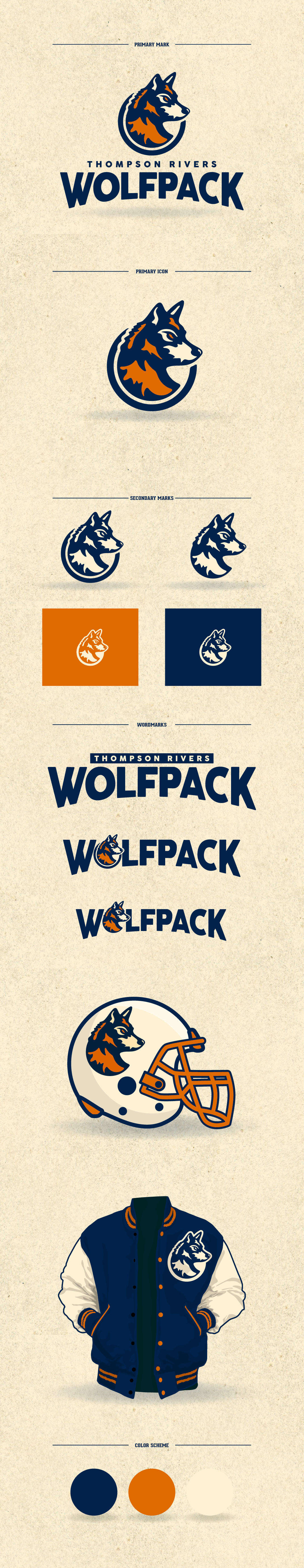 wolf wolfpack Canada Icon orange blue wolves Pack sports sport branding  angry fierce circle roundel concept University