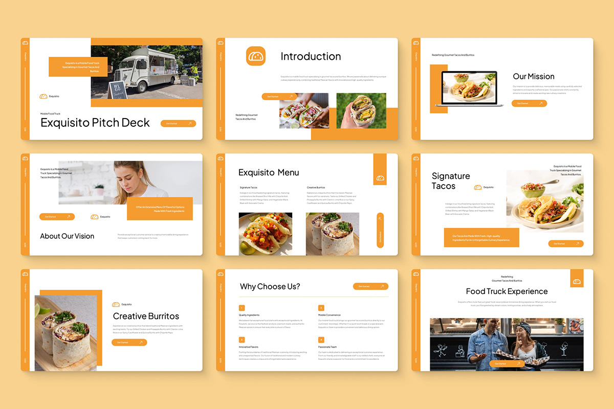 minimalist business restaurant Street delivery Powerpoint lunch Food  presentation pitch deck
