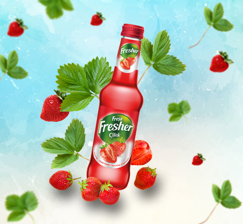 drink banner soda gazoz strawberry çilek içecek tasarım design