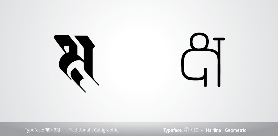 Indian type design devanagari font design Indic Typeface letters black & white hindi Marathi Ek Type Foundry