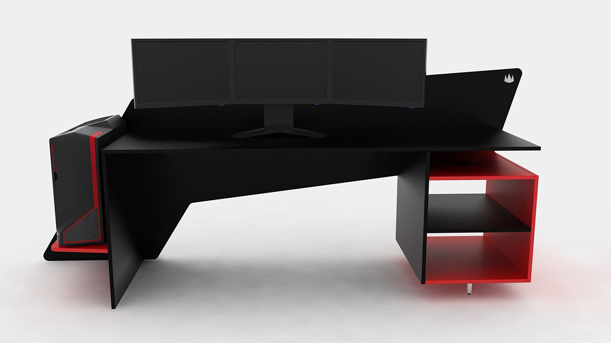 Gaming Desk gamer desk triple monitor workstation office furniture