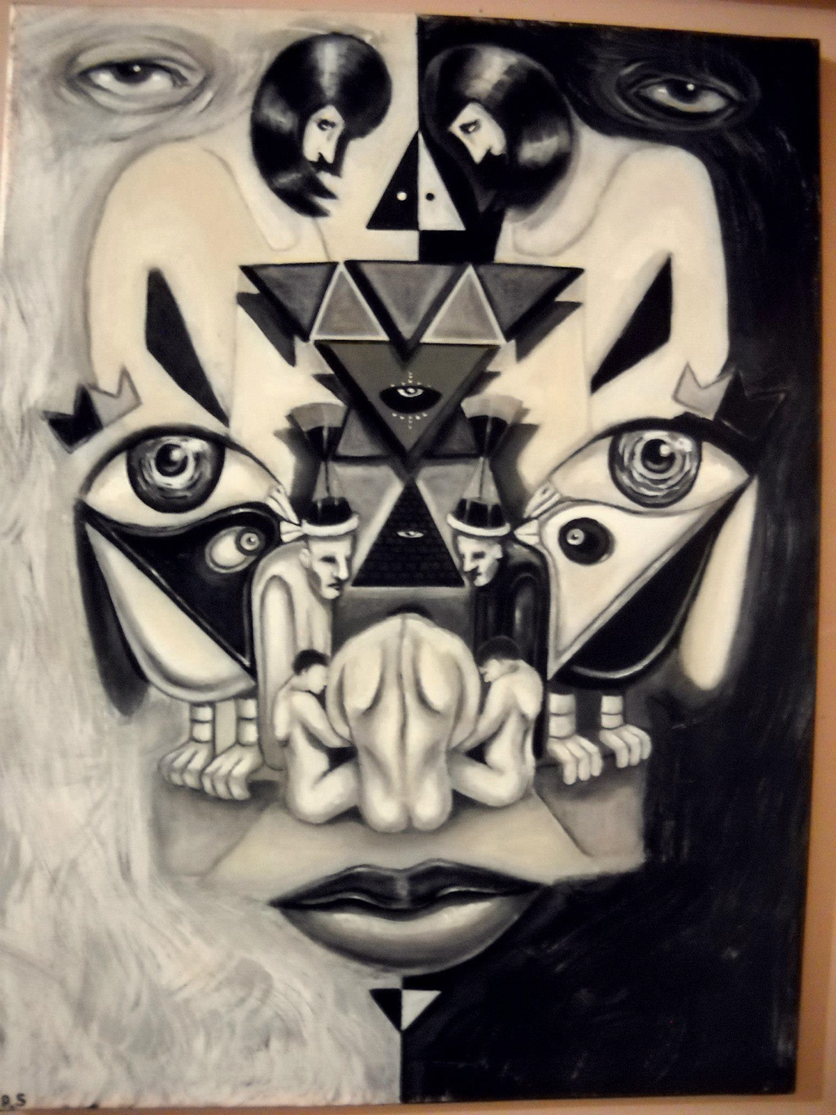 acrylic psychedelic faces phillip saunders  graphite