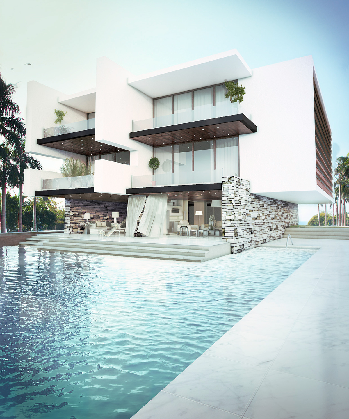 Villa 3D CGI visualisation Pool
