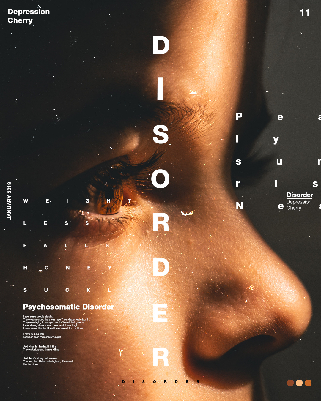 depression typography   poster Poster Design graphic design  flower art cherry December grey