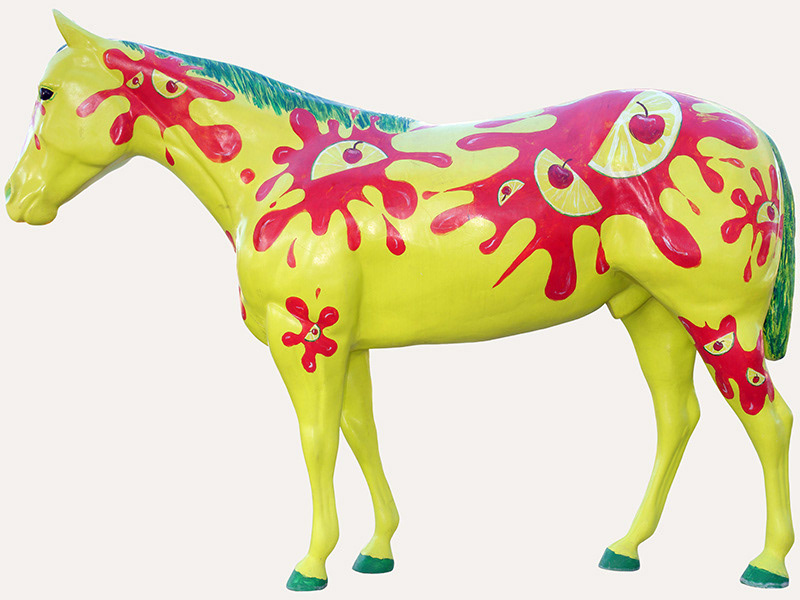 horse horses sculpture paint design colorful colors graphic statue animals equine decorated art Artistry caricature  