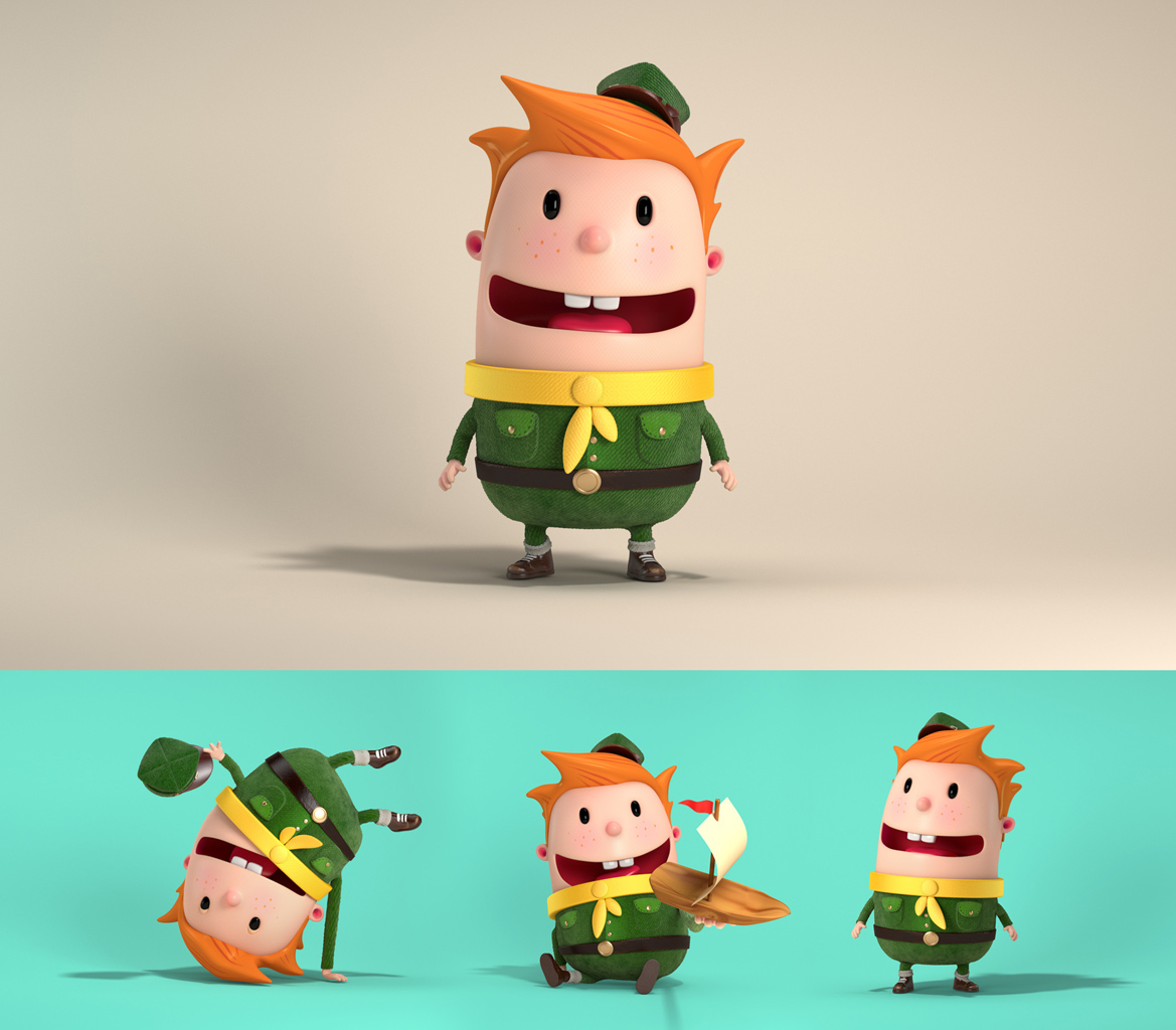 scout director sashka saszka poland 3D art cartoon Project progress Character design Hero