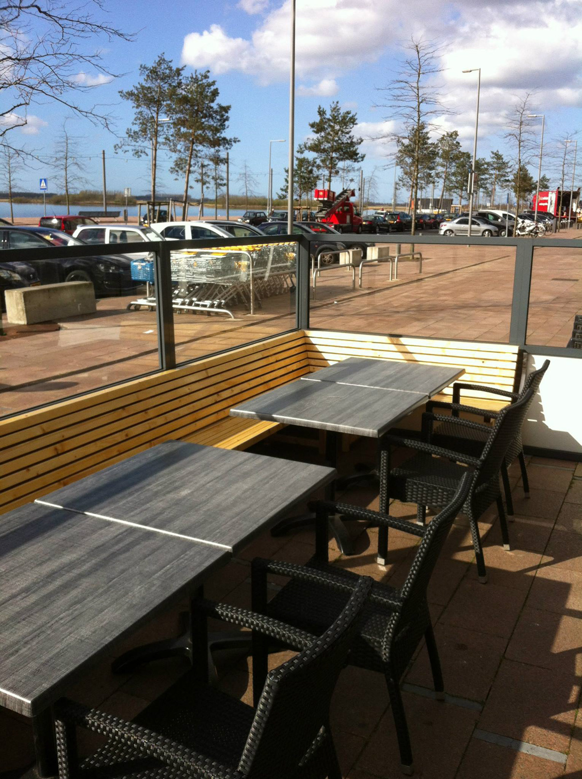 bench wood terrace outdoors restaurant dutch Dutch design