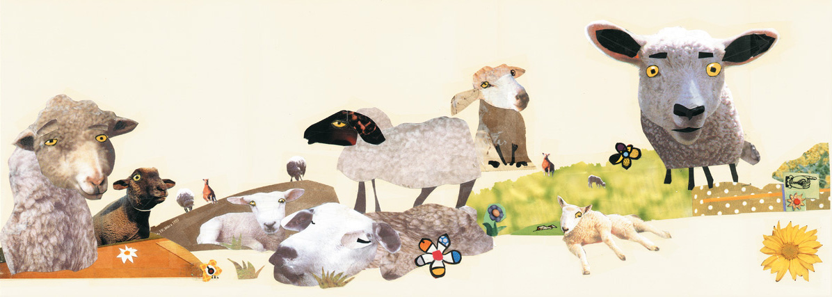 children's book collage sheep Rock 'n' Roll countrysite car