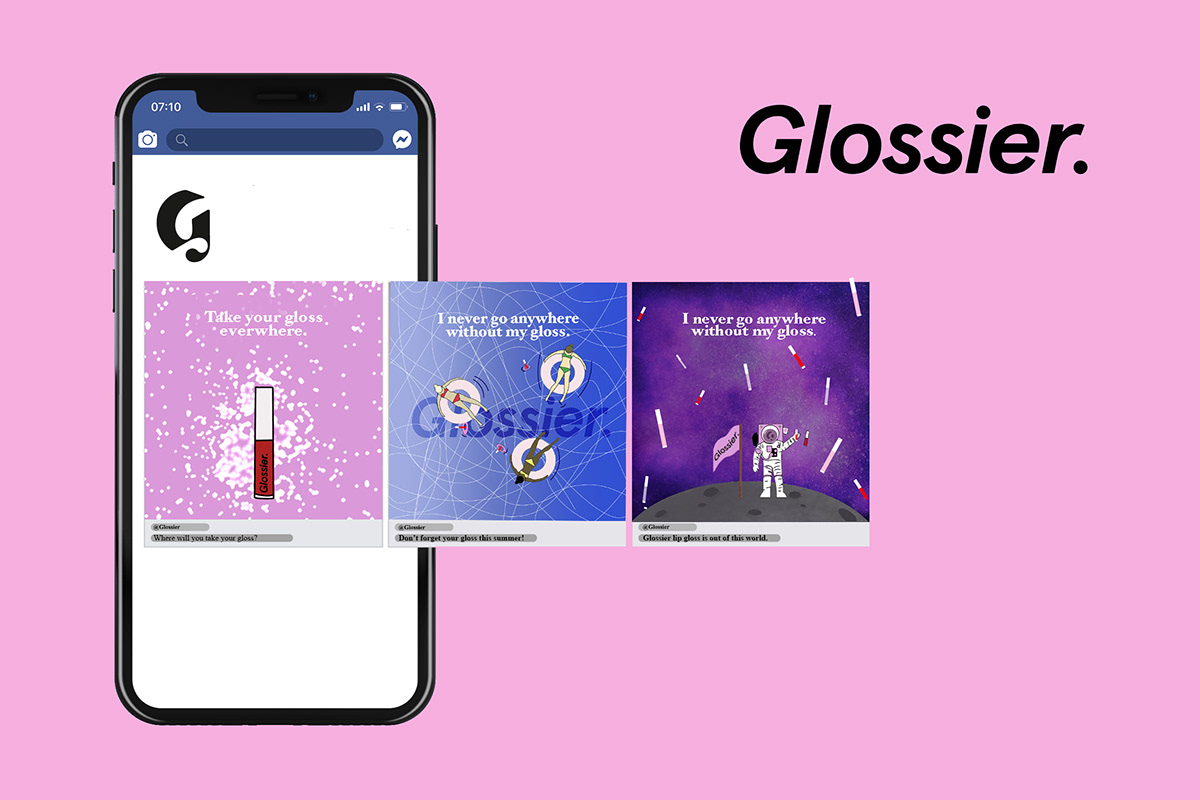 facebook facebookad advertisment GLOSSIER stila ads branding  ILLUSTRATION  graphics graphicdesign