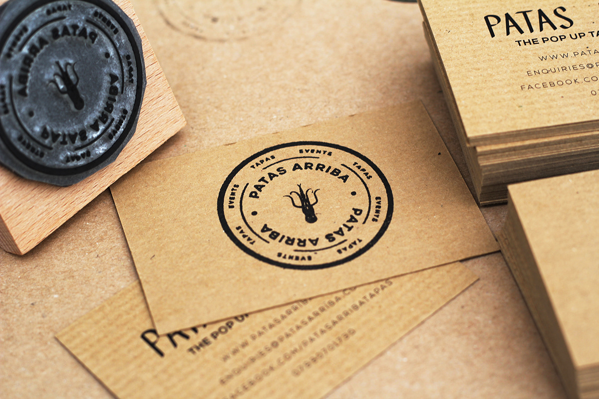 Business Cards brand identity stamps pos tapas pop-up mobile Branding served RECYCLED Cairn