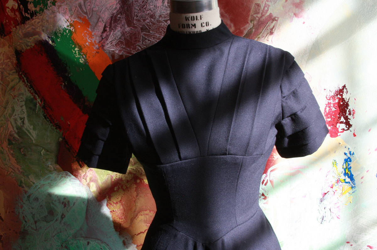 Clothing apparel navy blue modern  feminine  chic Retro vintage Victorian  urban social