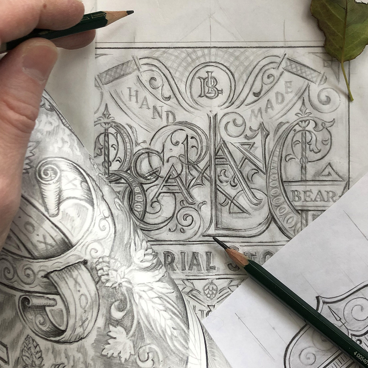 art lettering pencil Renaissance skethes